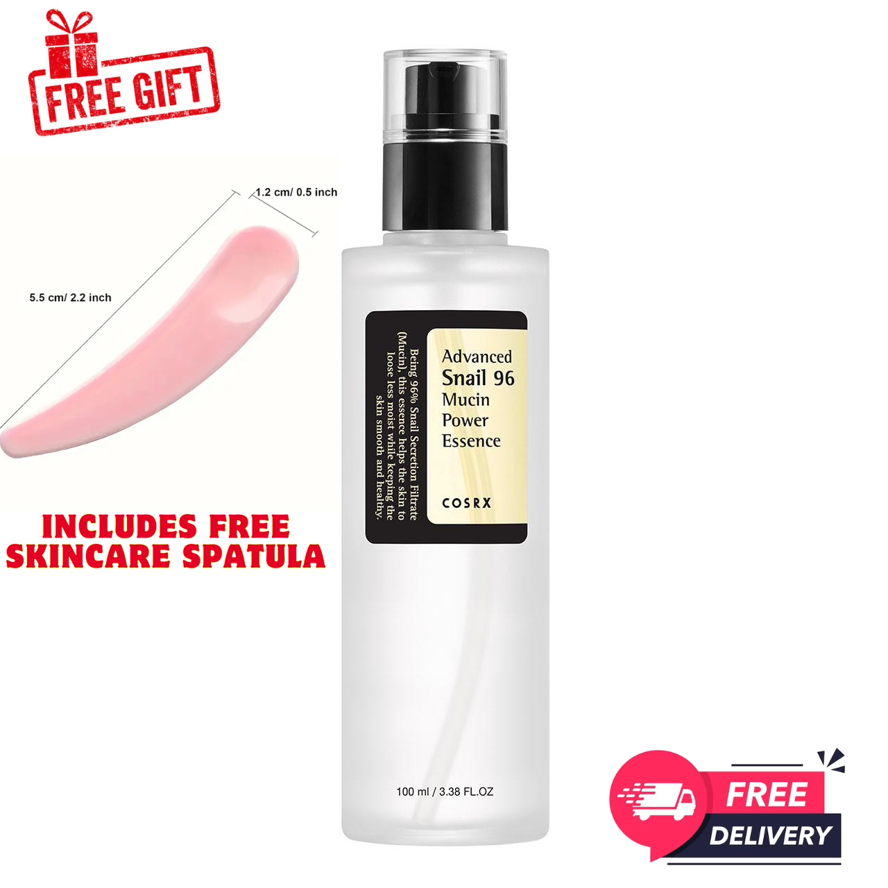 COSRX Snail Mucin Essence 100ml + Free Spatula – Hydrating Korean Skincare